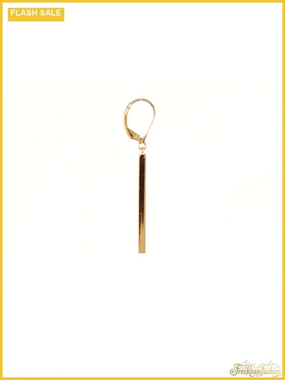 18K Yellow Gold Over Sterling Silver Bar Drop Dangle Earrings Lever Back